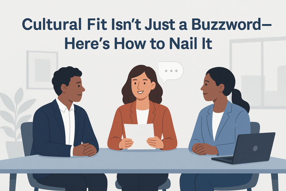 Diverse candidates in a job interview representing culture fit.