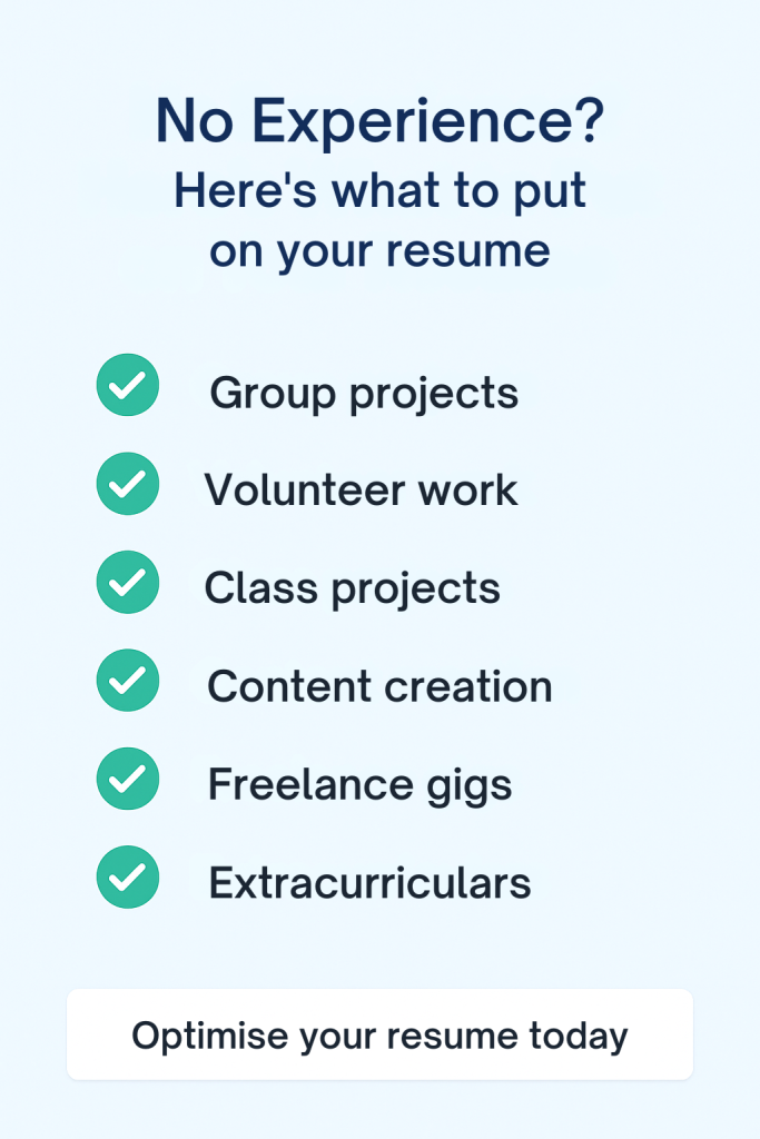 A Checklist of things to put on your resume if you have no experience