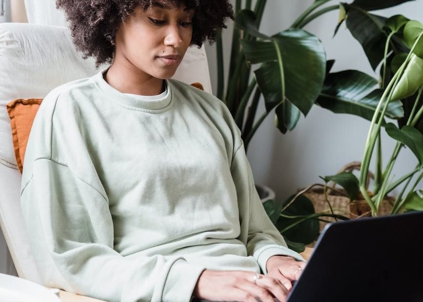 portrait of a woman using a laptop